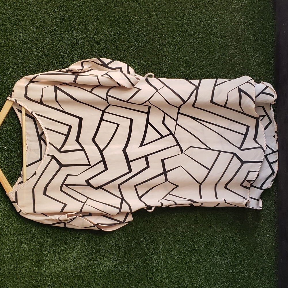 Cream and black polyester blouse